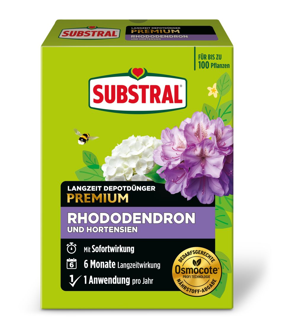 Langzeit Depotdnger fr Rhododendren und Hortensien